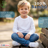 Pack 6 Poleras Camisetas Bambú Cuello Redondo Primera Capa Manga Larga Colores Surtido Niño