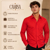Camisa Roja Huaso Clásica Regular Fit Casual Manga Larga