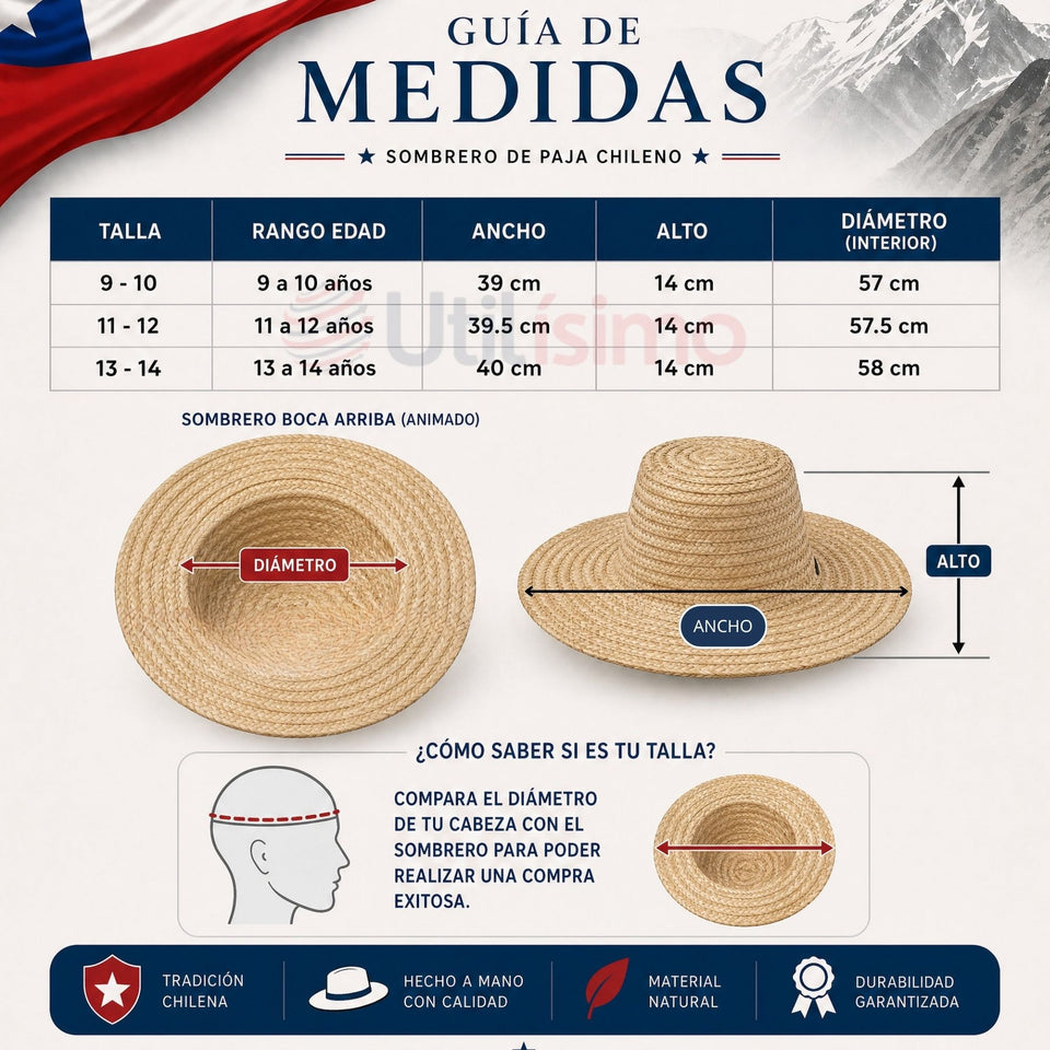 Sombrero Chupalla Huaso Juvenil Fiestas Patrias