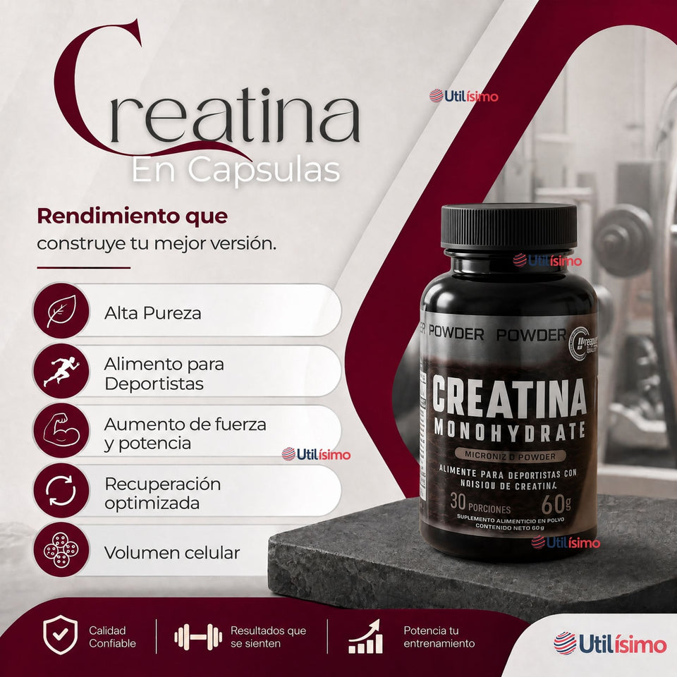 Creatina Monohidratada 60 Capsulas FNL 500 Mg Suplemento Deportivo