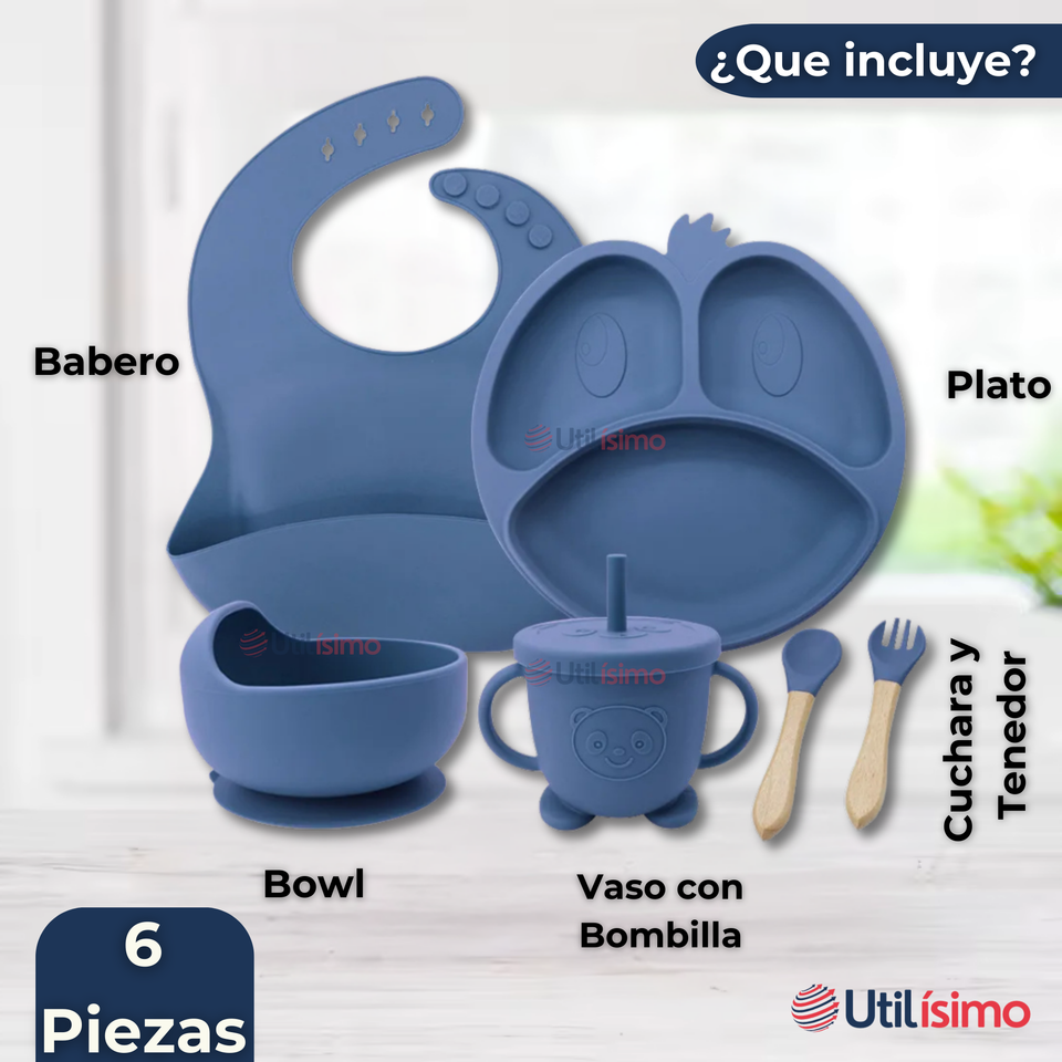Set De Alimentación Bebé Silicona De Formas 6 Piezas Libre BPA
