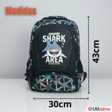 Mochila Escolar Kit Con Estuche y Lonchera 43cm Tela Oxford Baby Shark Niño