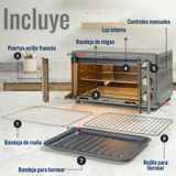 Horno con freidora de aire Oster® de 42 litros, puertas francesas, TSSTTV42FDMAFNS 1700W