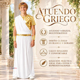 Disfraz Toga Griega Juvenil Túnica Con Capa Lateral + Brazaletes