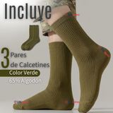 Pack 3 Pares Calcetines Táctico Militar Verde 65% Algodón Transpirables