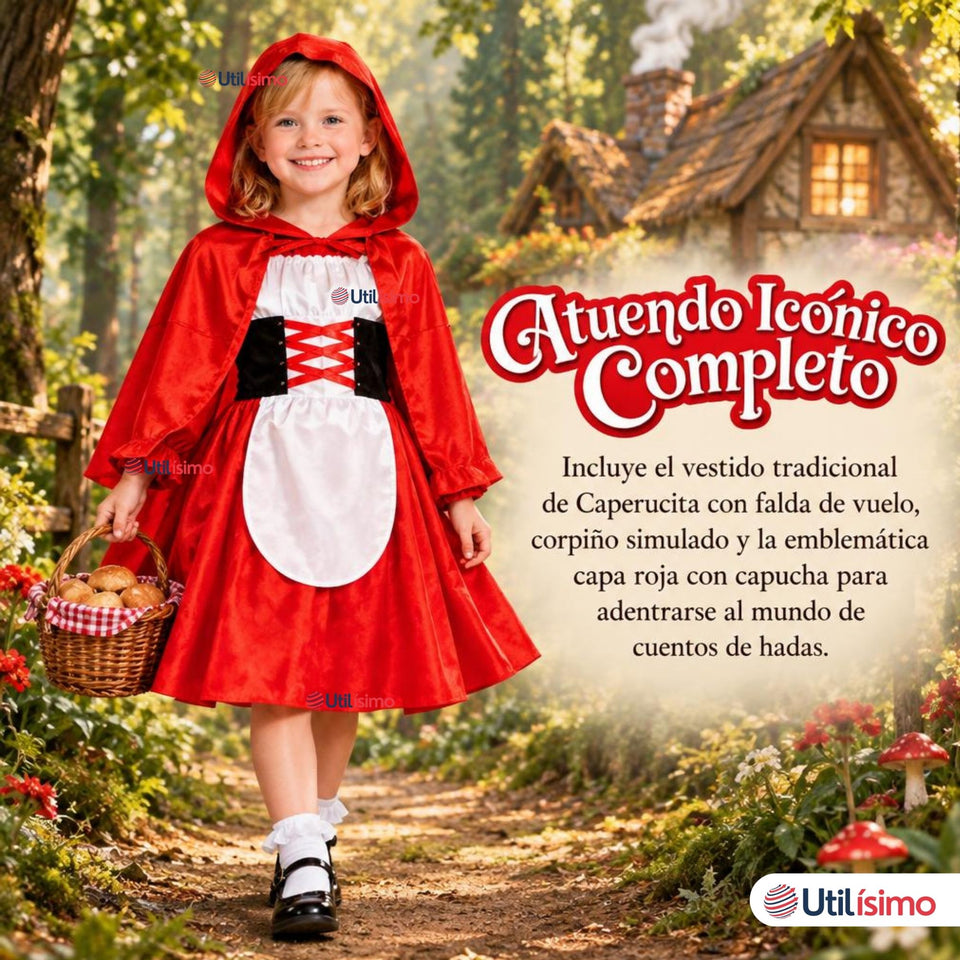 Disfraz Traje Vestido Caperucita Roja Personaje Cuento Infantil