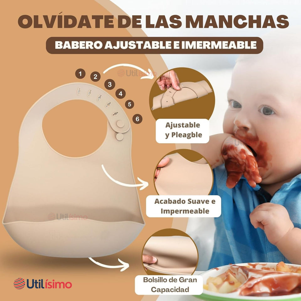 Set De Alimentación Bebé Silicona 5 Piezas De Osito Libre BPA Colores Surtidos