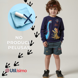 Polerón Polar Cuello Redondo Niño Azul Dinosaurio