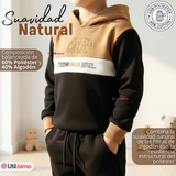 Conjunto 2 Piezas Buzo Pantalón Y Polerón Con Capucha Negro Niño