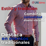 Camisa Huaso Cuadrillé Cuadro Manga Larga 100% Algodón Rojo Negro Casual