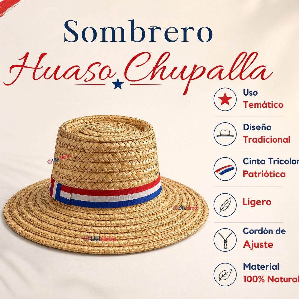 Sombrero Chupalla Huaso Juvenil Fiestas Patrias Chile Adulto