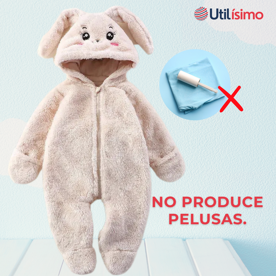 Enterito Conejito Con Capucha Bebe Polar Blanco