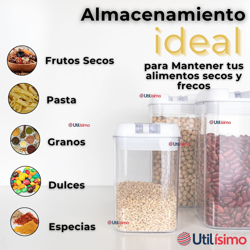 Set Contenedores de Alimentos 7 Piezas Herméticos De Plastico Cocina Despensa Negro