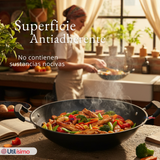 Wok Acero Inoxidable Antiadherente 42 cm Color Negro