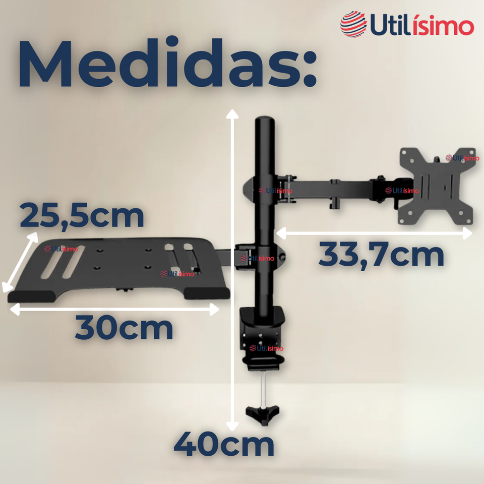 Soporte Brazo Doble Articulado Para Monitor Y Notebook Escritorio 15 a 33 Pulgadas 15 17 19 22 24 27 28 29 30 32