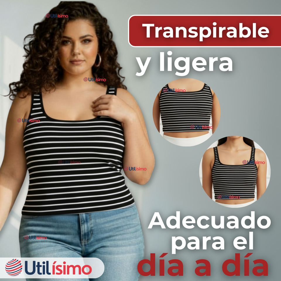 Camiseta Rayas 100% Algodón Básica Lisa Elástica Mujer Colores Surtidos