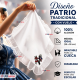 Pañuelo Baile Cueca 28cm Con Vuelo Pareja Bailando Algodón Fiestas Patrias