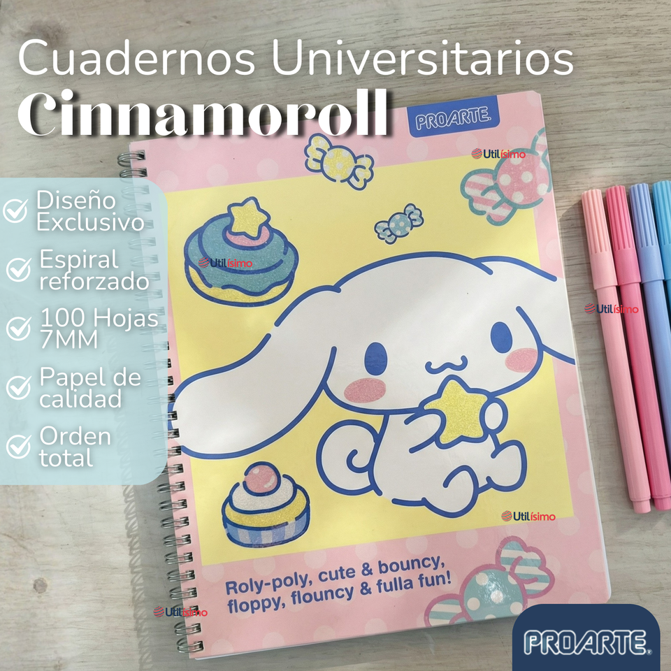Pack 10 Cuadernos Universitarios Cinnamoroll 100 Hojas Proarte Diseño Surtido