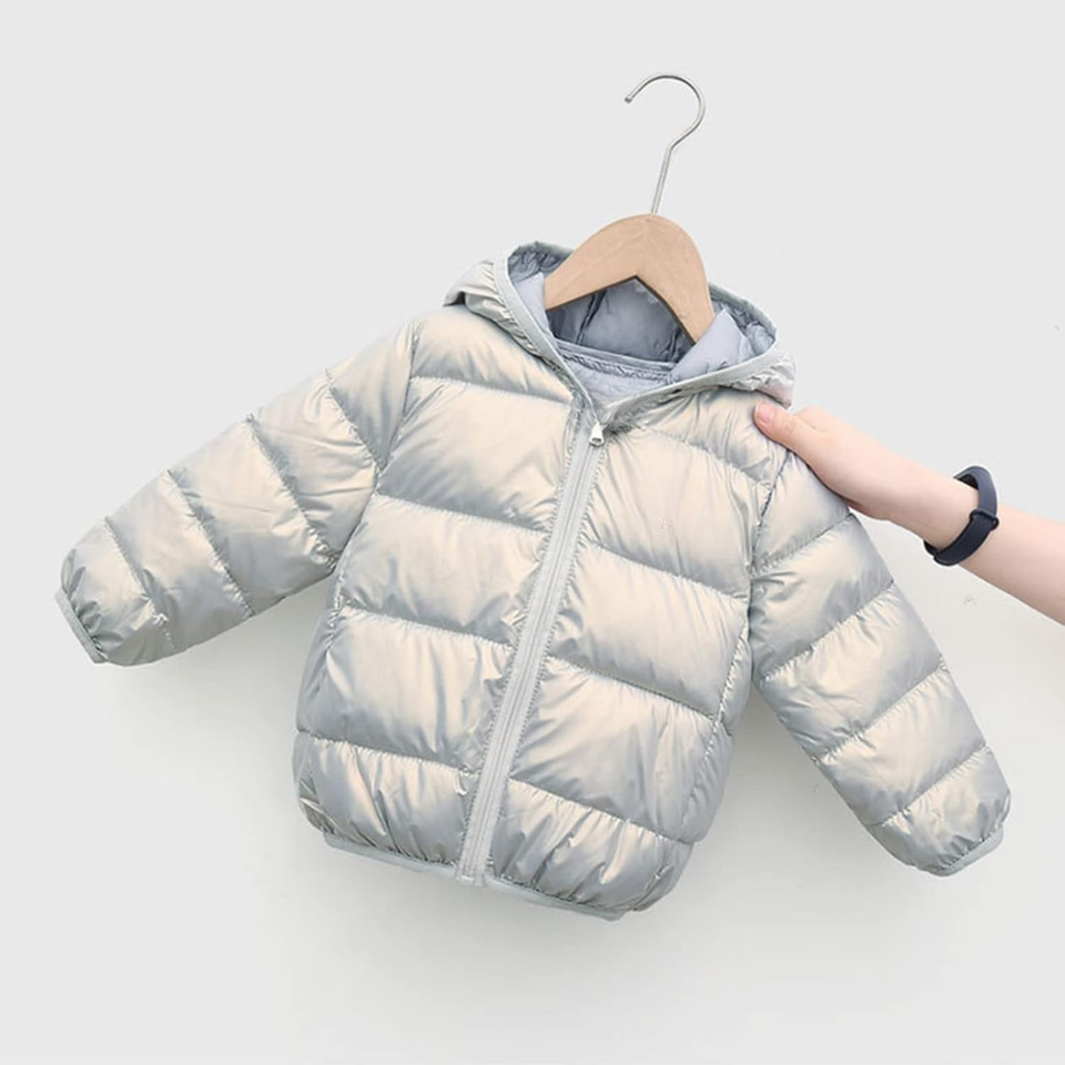 Parka Con Capucha Mangas Larga Niña Metallic Gray