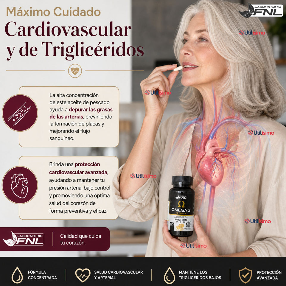 Omega 3 Premium FNL 800mg Epa, 400mg Dha, 60 Cápsulas