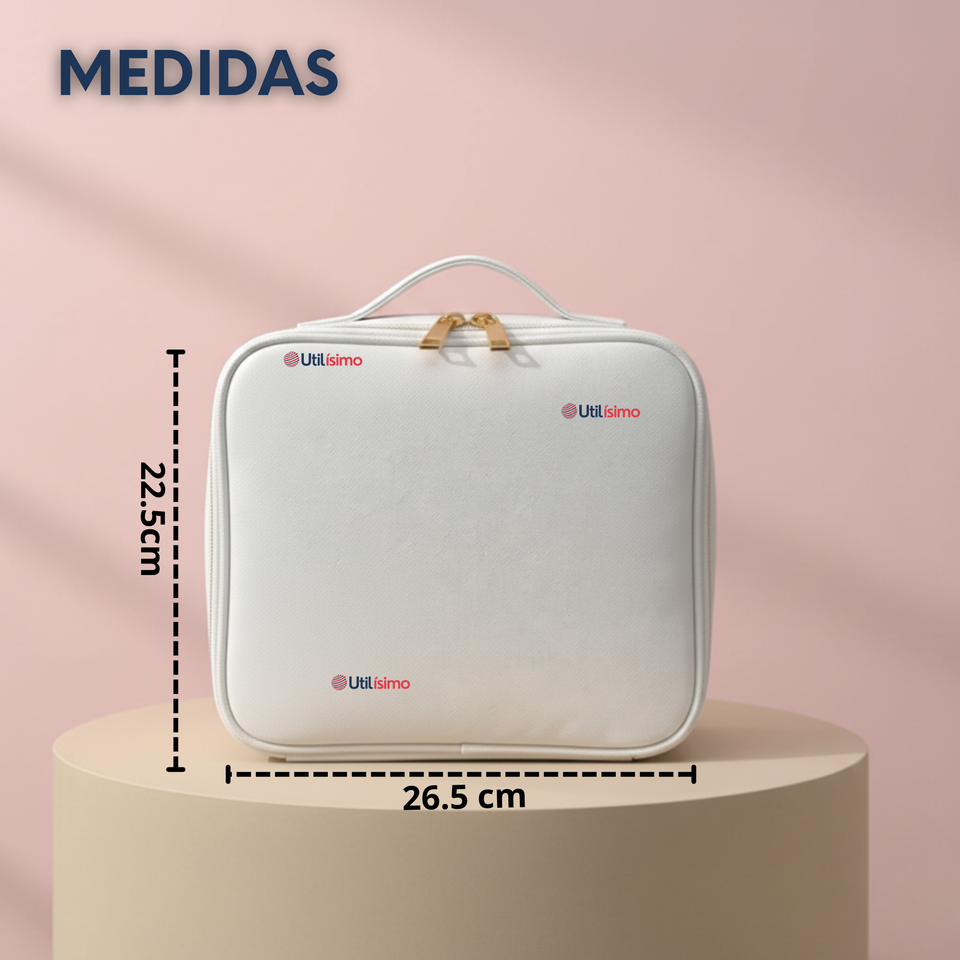 Estuche Maquillaje 2 en 1 Bolso Cosmetiquero Espejo Con Luz Led Organizador
