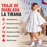 Traje Tirana Diablada Blanco 3 Piezas Niña Baile Típico Fiestas Patrias