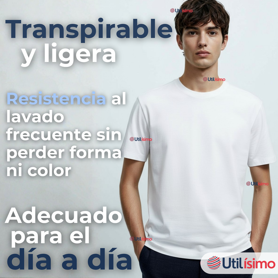 Pack 6 Camisetas Poleras 100% Algodón Básica Lisa Elástica Hombre Colores Surtidos