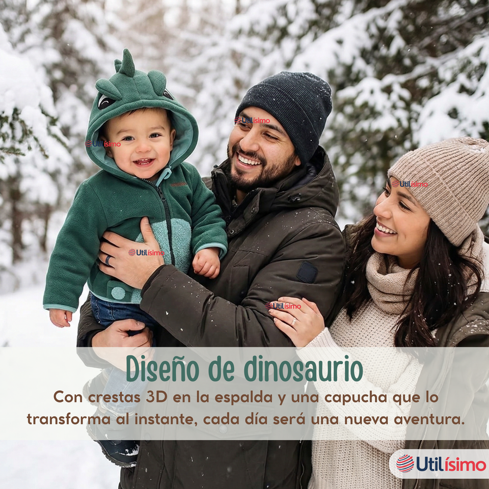 Polerón Polar Con Capucha Invierno Bebé Niño Dinosaur
