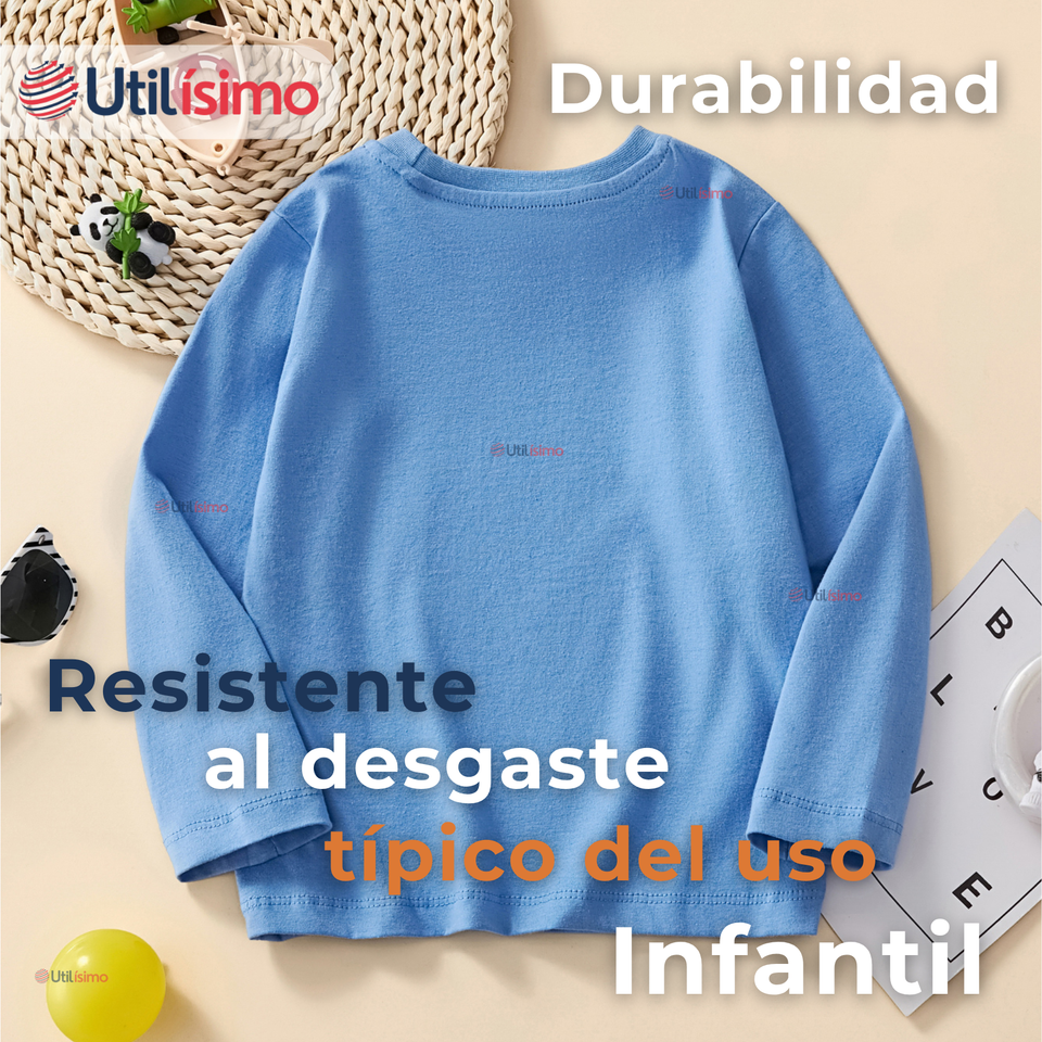 Polera Manga Larga Niño 100% Algodón Cocodrilo Azul Camiseta