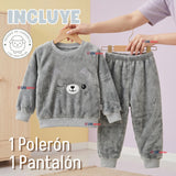 Conjunto Buzo Polerón Frizado Niños Bebes Corderito Liso 2 Piezas
