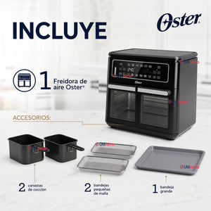 Freidora de aire Oster®, Dual Flex, 11 L de capacidad, negro, CKSTAF11MCDDF