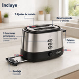 Tostador Oster® 2 rebanadas en acero inoxidable TSSTTR500 800W