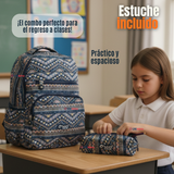 Mochila Escolar Con Estuche 46cm Poliéster Impermeable Niña Juvenil
