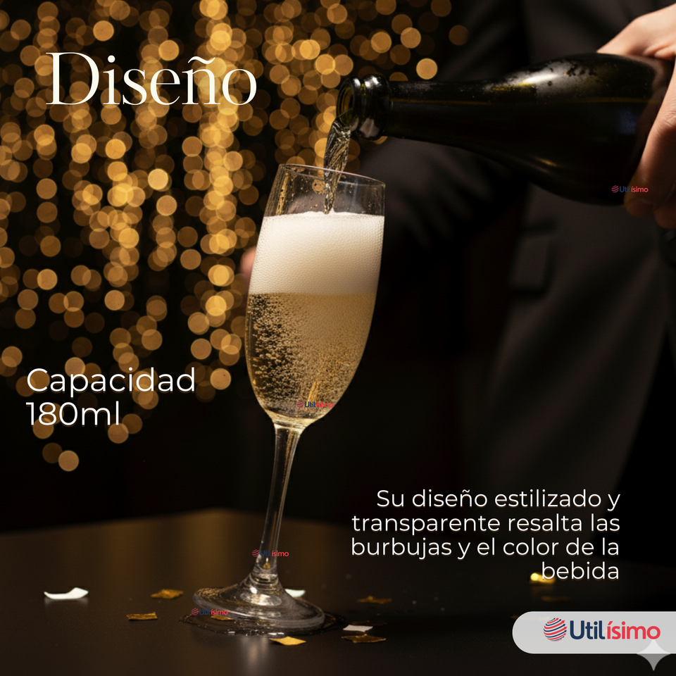 Set de 6 Copas de Champaña Espumante 180 ml