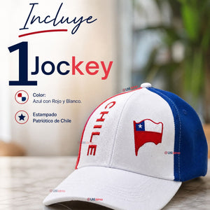 Jockey Gorro Hombre Bandera De Chile Bordado Tricolor
