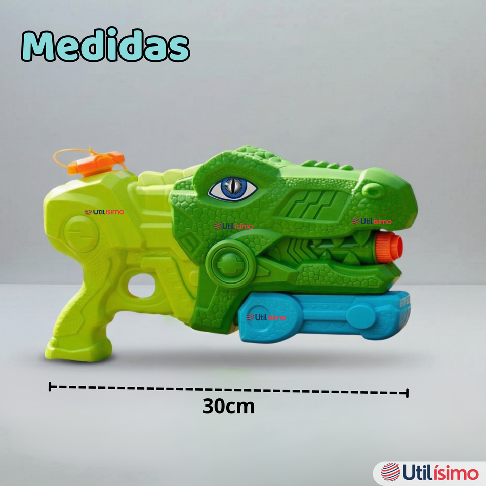 Pistola Lanza Agua Dinosaurio Color Verde Juguete 30cm Niño