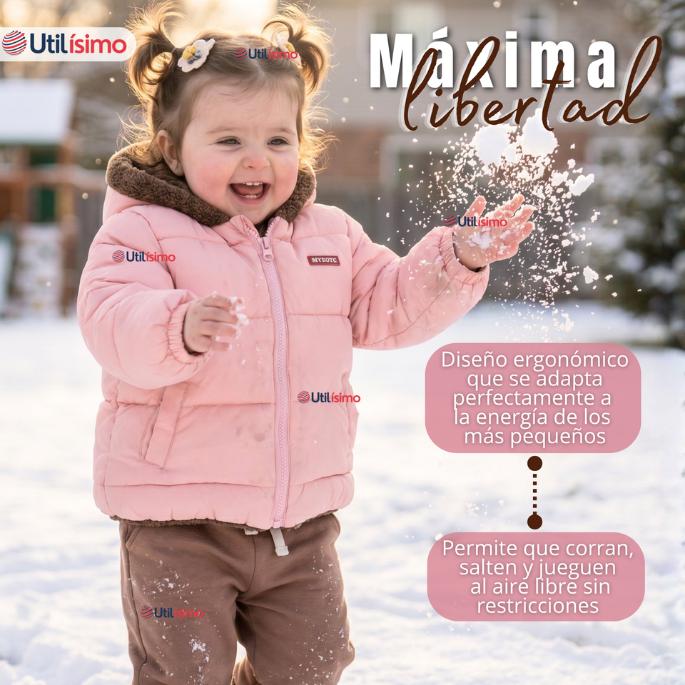 Parka Osito Con Capucha Manga Larga Rosado Niña Infantil