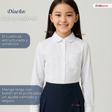 Camisa Blusa Escolar Blanca Manga Larga Colegio Para Niñas