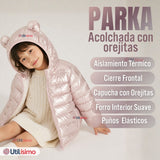 Parka Bebé Niña Rosada Térmica Acolchada Con Orejitas Beautiful Pink