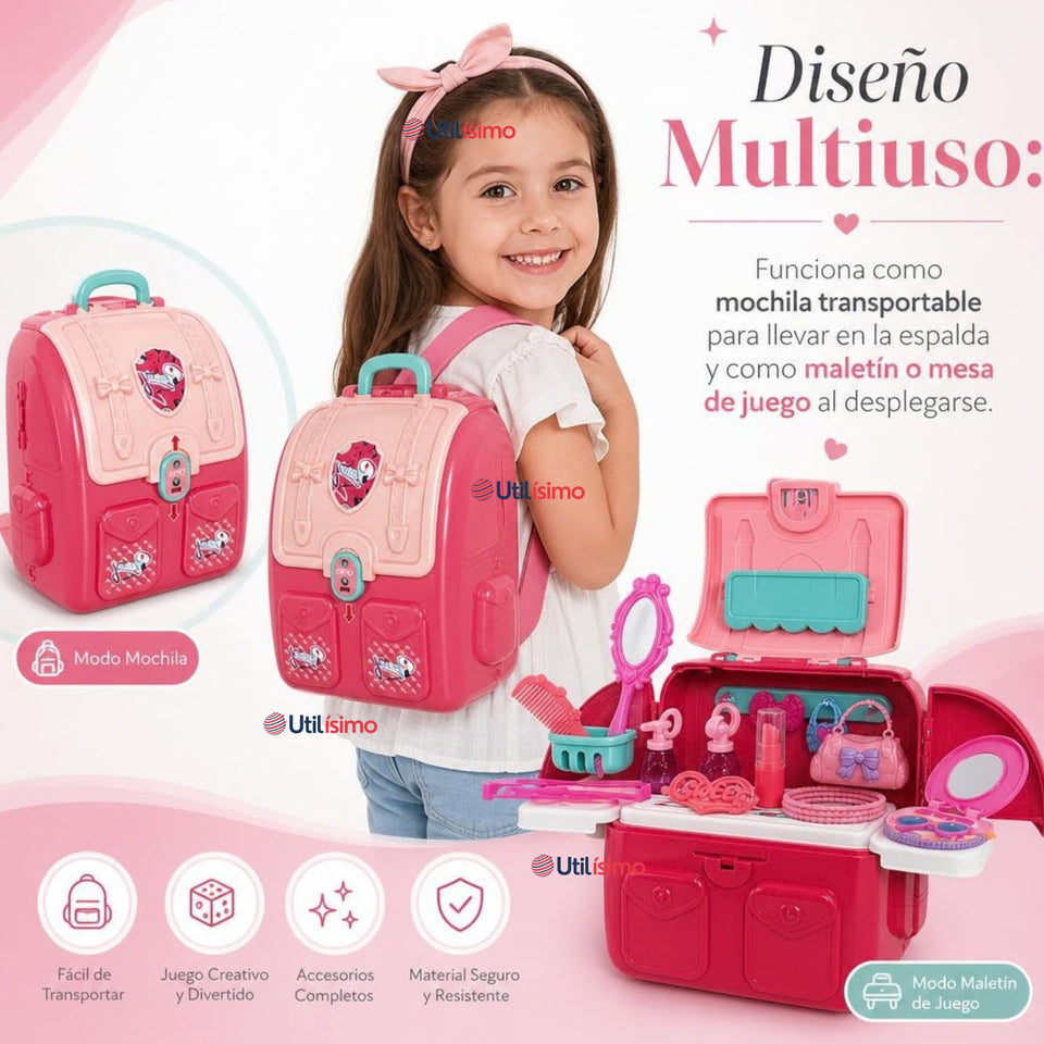 Mochila 2 En 1 Set De Belleza Juguete Infantil Niña