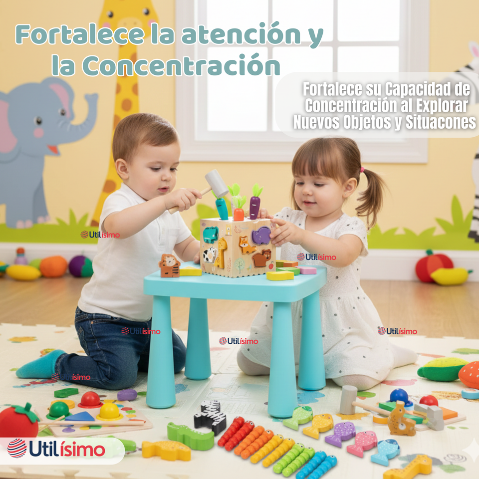 Cubo Didáctico Montessori Niño o Niña Juguete Multifuncional Madera Bebe Infantil