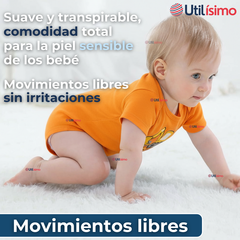 Pack 4 Bodys Niño Manga Corta Tedmimak 100% Algodón Baby Builders in Action