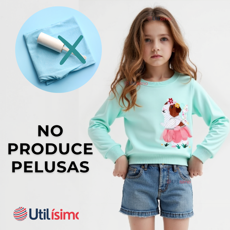 Polerón Algodón Cuello Redondo Niña Turquesa Hámster