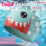 Gorro Gorra Natación Baño Diseño Tiburón Silicona Colores Surtidos 3 Años En Adelante Niña