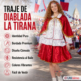 Traje Tirana Diablada Rojo 3 Piezas Adolescente Baile Típico Fiestas Patrias