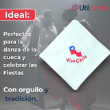Pack 6 Pañuelos Baile Cueca 45CM Bordado Viva Chile Fiestas Patrias