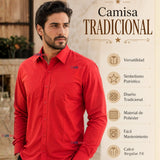 Camisa Roja Huaso Hombre Clásica Regular Fit Fiestas Patrias
