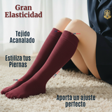 Pack 3 Calcetínes Escolares Largo Acrílico Burdeo Niñas Juvenil Color Vino