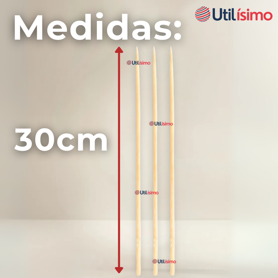 Pack 45 Piezas Brochetas Para Anticuchos Pinchos Bambú Palillos 30cm