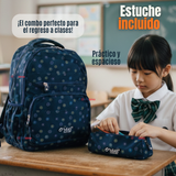 Mochila Escolar Con Estuche 46cm Poliéster Impermeable Niña Juvenil
